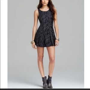 Black Zebra Print Free People Skater Dress